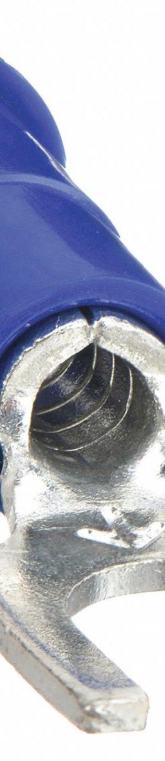 3M Fork Terminals: Blue, Vinyl, #8 Stud Size, 16 AWG – 14 AWG Wire Range, Block Fork, 1,000 V (MPN BFV14-8Q). Key specifications — Barrel Style: Funnel; Manufacturer Part Number: BFV14-8Q; Brand: 3M; Series: TR.