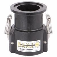 Couplers: 2 in Coupling Size, 3 3/32 in Overall Lg, EPDM, Flange x Female Coupler (MPN M220D). Key specifications — Gasket Material: EPDM; Brand: BANJO; Fitting Type: Flange x Female Coupler.