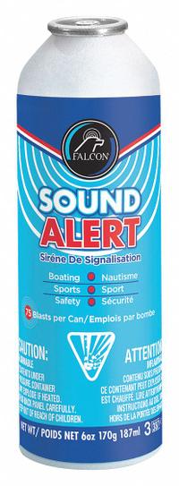 SOUND ALERT Personal Safety Horn Refill: 120 dB, 6 oz Net Wt, 65 ft Coverage, 6 7/16 in Lg (MPN FSA6R). Key specifications — Sound Level: 120 dB; Brand: SOUND ALERT; Product Type: Personal Safety Horn Refill.