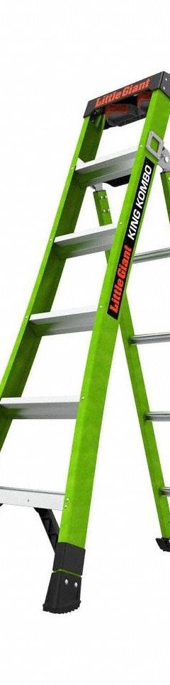 LITTLE GIANT Combination Ladder: 3 Configurations, Fiberglass, 375 lb Load Capacity, 24 lb Wt (MPN 13906-001). Key specifications — Brand: LITTLE GIANT; Included Features: Rotating Wall Pad.