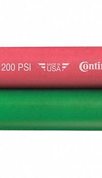 Twin Line Welding Hose: 1/4 in Hose Inside Dia., Green/Red, F Crimp x F Crimp, 100 ft Hose Lg (MPN 20027153). Key specifications — Hose Color: Green; Fitting Type: F Crimp x F Crimp; Brand: CONTINENTAL.