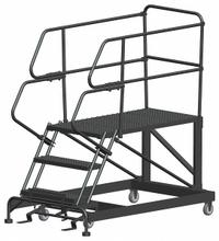 BALLYMORE Mobile Work Platform: 2.5 ft Platform Ht - Max, 36 in x 48 in, Steel, 800 lb Load Capacity (MPN SEP3-3648). Key specifications — Folding: Not Foldable; Mobility: Rolling; Brand: BALLYMORE; Color: Gray; Height Adjustability: Fixed Height; Includes Handrails: Handrails Included; Locking Mechanism: Foot-Activated Step Lock; Handrails: Includes Handrails.