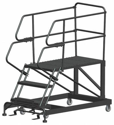 BALLYMORE Mobile Work Platform: 2.5 ft Platform Ht - Max, 36 in x 48 in, Steel - Manual-Lock Rolling Single-Access Platforms