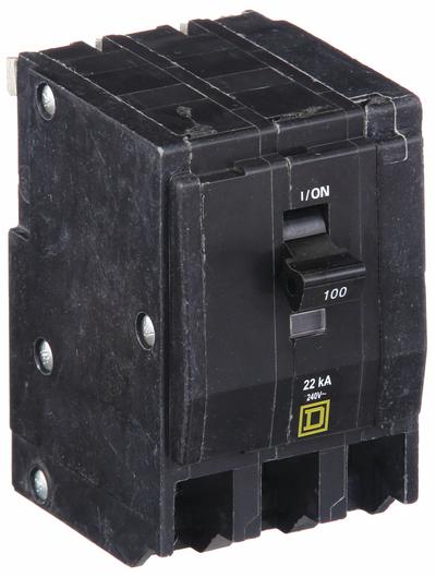 SQUARE D Miniature Circuit Breaker: 100 A, 120/240V AC, Three Phase, 22kA at 120/240V AC - QO Series, Plug-In Square D Miniature Circuit Breakers