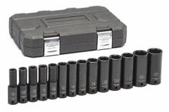 GEARWRENCH Socket Set: 1/2 in Drive Size, Small Set (0-50 pieces) Set Size, 14 Pieces, (14) 6-Point (MPN 84955N). Key specifications — attr1204251: GEARWRENCH; attr1215453: 1/2 in; attr1215454: 10 mm to 27 mm; attr1224229: Friction.