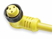 Cordset: 7/8"-16 Female Right Angle x Bare Wire, 3 Pins, Yellow, PVC, 6 ft Cable Lg (MPN 103001A01F060). Key specifications — Cable Jacket Color: Yellow; NEMA Rating: 6P; Cable Jacket Material: PVC; IP Rating: IP68; Wire Size: 16 AWG; Brand: BRAD HARRISON.