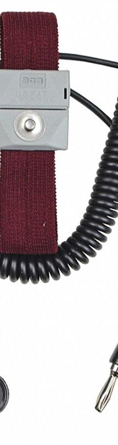 SCS Static Control Wrist Strap: Elastic, Burgundy, Black, 1 Strap Conductors, 5 ft Cord Lg - Max (MPN 2214). Key specifications — Brand: SCS; Includes: Coil Cord; Cord Color: Black; Strap Color: Burgundy; Cord Shape: Coiled.