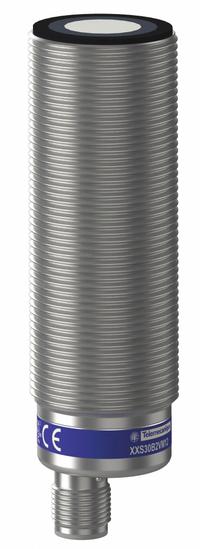 TELEMECANIQUE SENSORS Cylindrical Ultrasonic Sensor: 30 mm Dia, Built-in Connector, 5 - Pin M12 (MPN XXS30B2VM12). Key specifications — Supply Voltage Rating: 14-30V DC; Brand: TELEMECANIQUE SENSORS; Nominal Sensor Diameter: M30 Threaded.