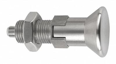KIPP Indexing Plunger: Locking, 18-8 SS Body w/ 400 SS Plunger, M10x1 Thread - Locking Pull-Knob Indexing Plungers with Jam Nut