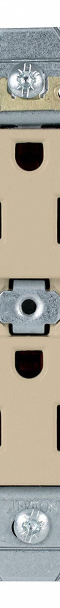 LEVITON Duplex Receptacle/Outlet, 15 Amp: Duplex, 5-15, Ivory, 125V AC, 15 A, 2 Pole / 3 Wire (MPN 5242-I)