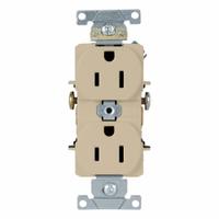 LEVITON Duplex Receptacle/Outlet, 15 Amp: Duplex, 5-15, Ivory, 125V AC, 15 A, 2 Pole / 3 Wire (MPN 5242-I)