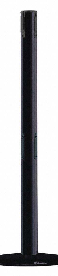 TENSABARRIER Dual Belt Receiver Post: Round Flat, 38 in Post Ht, Black, Stainless Steel, Flat (MPN 889T2B-33-33-RCV). Key specifications — Brand: TENSABARRIER; Post Color: Black; Post Material: Stainless Steel; Base Material: Cast Iron; Base Shape: Flat.
