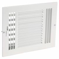 Sidewall/Ceiling Register: Ceiling/Wall, 9 3/4 in H, 11 3/4 in W, Louvered, Powder Coated, White (MPN 4MJG7). Key specifications — Adjustable Blades: No; Brand: APPROVED VENDOR; Airflow Directions: Three-Way; Grille Color: White.