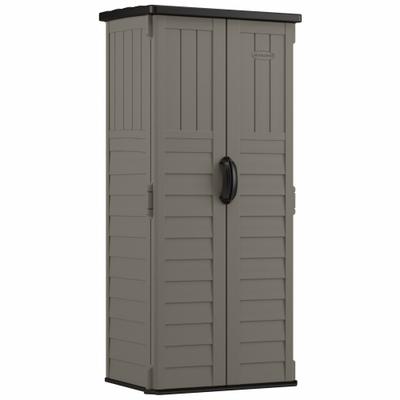 SUNCAST Storage Cabinet: 22 cu ft, Gray, 27 in L x 20 1/4 in D x 69 in H, Vertical - Plastic Cabinet-Style Sheds