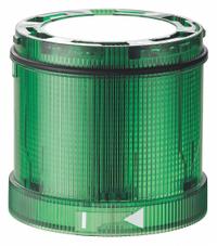 WERMA Tower Light Module: Flashing/Strobe, 24V DC, Green, 70 mm Overall Dia, 66 mm Overall Ht (MPN 64722055). Key specifications — Brand: WERMA; Compatible with Series: KombiSIGN 72; Lens Color: Green; Operating Voltage: 24V DC; Manufacturer Part Number: 64722055.