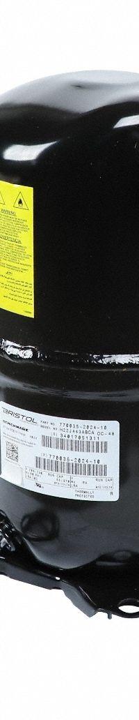 BRISTOL Compressor: Reciprocating, 44,300 BtuH Cooling, 4 hp, 1/2 in Discharge Line Connection Size (MPN H22J443ABCAP). Key specifications — Manufacturer Part Number: H22J443ABCAP; Brand: BRISTOL; Compressor Protection: Hermetic; For Refrigerant Type: R-407C.