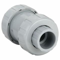 HAYWARD Check Valve: Ball, Inline Valve Body, CPVC, 1 in Pipe Size, True Union Socket/NPT, Std, EPDM (MPN TC20100STE). Key specifications — Ball Material: CPVC; Brand: HAYWARD.