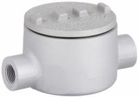Conduit Outlet Body: Iron, GR, 1/2 in Trade Size, C Body, 18 cu in Body Capacity (MPN GRC50). Key specifications — Series: For Standard Body; Compatible Conduit Trade Size: 1/2 in; Thread Gender: Female; Hub Style: Threaded; Cover Included: Yes; Body Style: C; Connection Type: Threaded; Back Type: Round.