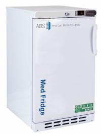 AMERICAN BIOTECH SUPPLY Lab Refrigerator: 2.5 cu ft, Undercounter, 2°C to 7°C, 22 3/4 in Overall Dp (MPN PH-ABT-HC-UCBI-0204-LH). Key specifications — Door Opening Style: Left; Color: White; Alarm Type: Temperature; Manufacturer Part Number: PH-ABT-HC-UCBI-0204-LH; Brand: AMERICAN BIOTECH SUPPLY; Product Type: Lab Refrigerator; Door Type: Swing Solid; Refrigerant Type: R-600a.