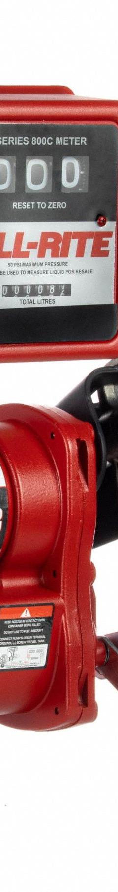 FILL-RITE Electric Drum Pump: 12 V DC, 1/4 hp HP, 15 gpm Max. Flow Rate, Cast Iron, Bung, Manual (MPN FR1211HL). Key specifications — Brand: FILL-RITE; Meter: Mechanical (L).