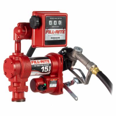 FILL-RITE Electric Drum Pump: 12 V DC, 1/4 hp HP, 15 gpm Max. Flow Rate, Cast Iron - Metered Bung-Mount DC-Powered Fuel Transfer Pumps