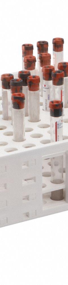 Tube Rack: 10 1/2 in Overall Wd, 3 1/2 in Overall Ht, 26 1/2 in Overall Lg, Polypropylene, White (MPN 120114). Key specifications — Material: Polypropylene; Mounting Location: Benchtop; Color: White; Product Type: Test Tube Rack; Total Holding Capacity: (240) Wells; Brand: HEATHROW SCIENTIFIC.