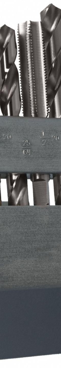 GREENFIELD THREADING Drill Bit and Tap Set: 18 Pc, 25/64" to 29/64" Drills (MPN 330001). Key specifications — attr1300596: Straight Flute.