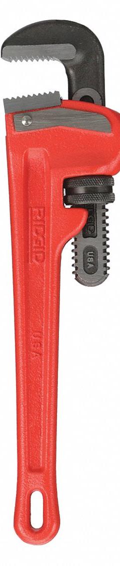RIDGID Heavy-Duty Pipe Wrench: Cast Iron, 2 in Jaw Capacity, Serrated, 12 in Overall Lg, I-Beam (MPN 31015). Key specifications — attr309808: I-Beam; attr309815: Cast Iron; attr324941: RIDGID.