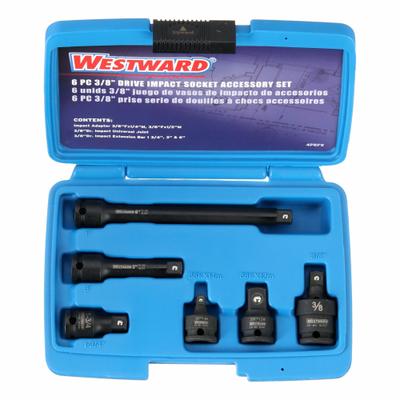 WESTWARD Impact Adapter and Extension Set: 3/8 in Input Drive Size, Black Oxide - Impact Socket Extension & Adapter Sets