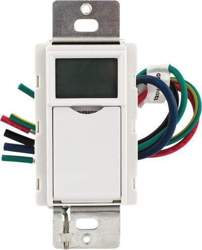 TORK Wall Switch Timer: 7 day Max, 1 min Min, SPST, 120V AC, No Wall Plate Included - Digital Programmable Timers without Wall Plates