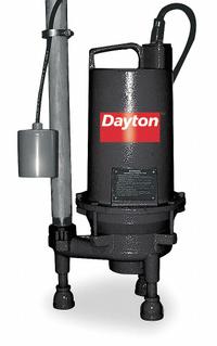 DAYTON Grinder Pump: Single Phase, 2 hp, 240V AC, 56 gpm @ 10' of Head, 1 1/4 in FNPT, 15 A Current (MPN 3BB97). Key specifications — Rated Voltage: 240V AC; Brand: DAYTON; Switch: Piggyback Tether Float.
