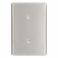 LEVITON Wall Plate: Blank, 1 Gang, Silver, Jumbo Size (MPN 84119-40). Key specifications — Brand: LEVITON; Material: Stainless Steel.