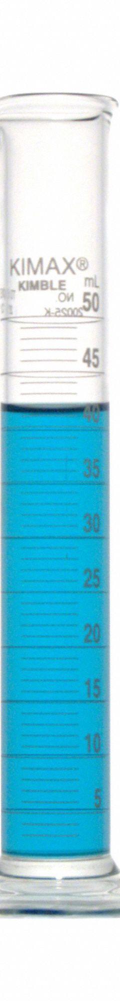 KIMBLE Graduated Cylinder: 250 mL, A, To Deliver (TD), 2 mL Graduation Increments - mL (MPN 20025K-250). Key specifications — ASTM Specification: E438-92 (2011); Brand: KIMBLE; USP Specification: Type I; Closure Included: No; Includes: White Metric Scale.