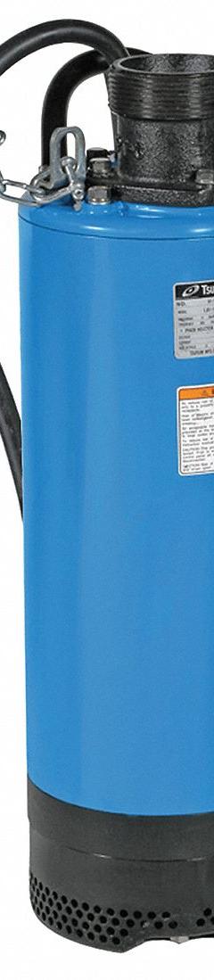 TSURUMI Plug-In Utility Pump: 2 hp, 1/4 in Max. Dia. Solids, Continuous Duty, 115V AC, Steel, Rubber (MPN LB-1500-60 (115V)). Key specifications — Shaft Seal Material: Silicone; Impeller Material: High Chrome; Rated Voltage: 115V AC; Volute Material: Rubber; Brand: TSURUMI.