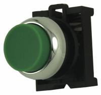 EATON Extended Push Button: Green, 22 mm Mounting Size, Metallic, Momentary (MPN M22M-DH-G). Key specifications — Brand: EATON; Action: Momentary; Series: M22; Push Button Material Type: Metallic.