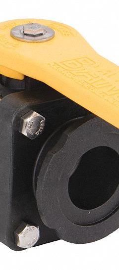BANJO Manual Two-Way Ball Valve: 2 in, Polypropylene, Straight, Flange x Flange, Three-Piece, Lever (MPN MV200CF). Key specifications — Brand: BANJO; Handle: Lever.