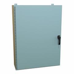 HAMMOND Enclosure: Steel, 48 in x 36 in x 12 in, NEMA 12/13/3R/4, Solid Cover, Hinged (MPN HW483612GYHK). Key specifications — Closure Method: Handle; Brand: HAMMOND; Knockouts: Not Included.