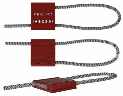 UNIVERSEAL Cable Seals: Red, Steel, 12 in Cable Lg, 3/16 in Cable Dia, Sequential - Adjustable-Length Cable Seals