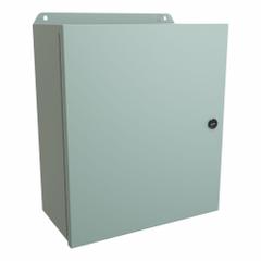 HAMMOND Electrical Enclosure: Steel, 14 in x 12 in x 6 in, NEMA 12/13/3R/4, w/Panel, Solid Cover (MPN EJ14126). Key specifications — Closure Method: Latches; Brand: HAMMOND; Knockouts: Not Included.