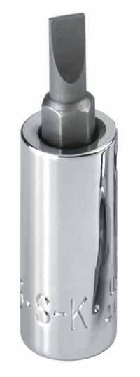 SK PROFESSIONAL TOOLS Socket Bit: 3/8 in Drive Size, Slotted Tip, #5 Tip Size, 2 45/64 in Overall Lg (MPN 45472). Key specifications — attr1213360: Replaceable Insert; attr1213362: SK PROFESSIONAL TOOLS; attr1213353: #5.