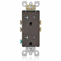 LEVITON Receptacle: Decorator Duplex, 5-20, Brown, 125V AC, 20 A, 2 Pole / 3 Wire (MPN T5825)