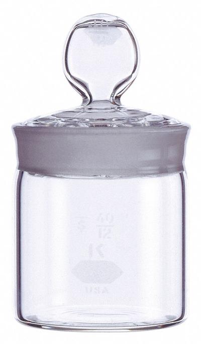 KIMBLE Weighing Bottle: 70 mL, Plug, 106 mm, Colorless, Closure Included - Glass Lab Weighing Bottles
