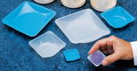 EAGLE THERMOPLASTIC Weighing Dish: Non-Sterile, Polystyrene, 20 mL Capacity, Square, Blue (MPN WB-158-B). Key specifications — Brand: EAGLE THERMOPLASTIC; Color: Blue; Material: Polystyrene; Boat Shape: Square; Includes Finger Tab: Not Included.