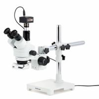 GLOBE SCIENTIFIC Microscope: Stereo, Trinocular, 7X to 45X, 100 mm, 45X, LED (MPN A-SM-3T-54S-5M). Key specifications — attr1026048: GLOBE SCIENTIFIC; attr1026068: 45X; attr1026078: 7X to 45X; attr1026095: 100 mm.