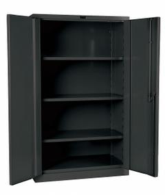 HALLOWELL Storage Cabinet: 36 in x 21 in x 60 in, Swing Handle & Padlock Hasp, 16 ga Panel Thick (MPN HW6SC6160-3CL). Key specifications — attr62698: Dark Gray; attr62736: Welded; attr87895: Frame; attr62693: Assembled; attr62737: Stationary; attr62694: Adjustable; attr62695: Powder Coated; attr62696: Steel.