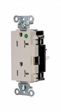 HUBBELL Receptacle: Hospital Grade, Decorator Duplex, 5-20R, Light Almond, 125V AC, 20 A (MPN HBL2182STLA)