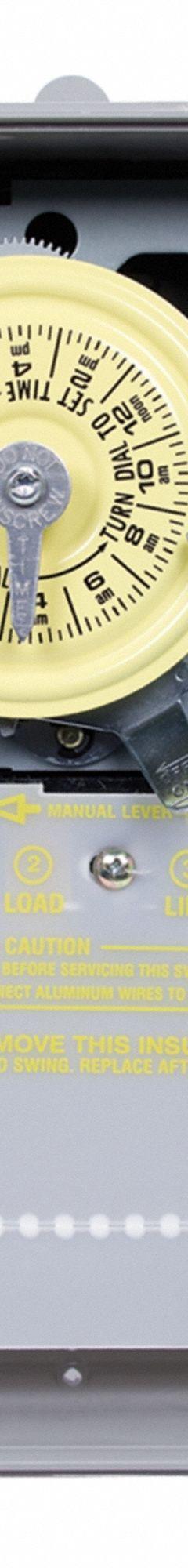 INTERMATIC Electromechanical Timer: 24 hr, 120V AC, SPST, Mechanical (MPN T101P). Key specifications — Body Material: Plastic; Indoor/Outdoor Usage: Indoor; Mounting Style: Surface; Brand: INTERMATIC.