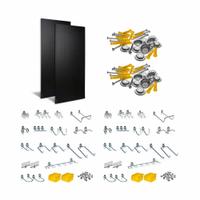 TRITON PRODUCTS Pegboard Panel Kit: Round, 1/4 in Peg Hole Size, 48 in x 24 in x 1/4 in, ABS, Black (MPN DB-2BK Kit). Key specifications — Material: ABS; Finish: Matte; Peg Hole Shape: Round; Includes: Curved Hooks: (4) Curved Hooks; Color: Black; Brand: TRITON PRODUCTS.