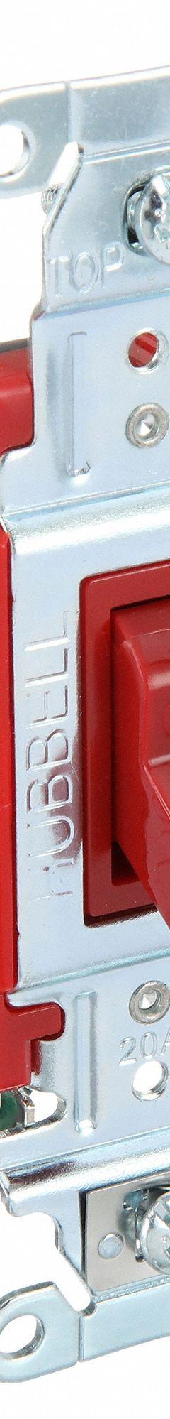 BRYANT Wall Switch: Toggle Switch, Double Pole, Maintained, Red, 120/277V AC, 20 A (MPN 4902BRED). Key specifications — Illuminated: No; Voltage Rating: 120/277V AC.
