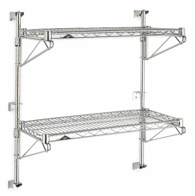 METRO Wire Wall Shelf: 36 in x 18 in, 2 Shelves, 125 lb Load Capacity per Shelf - Adjustable-Height Stainless Steel Wire Wall-Mount Shelving